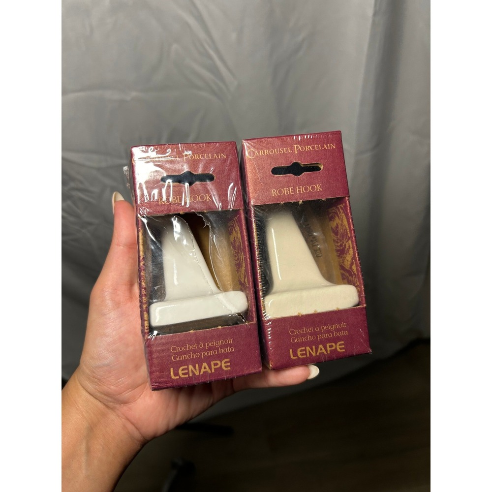 VTG Lenape Carrousel Porcelain Robe Hook Ceramic Wall Mount PAIR 2 Pack #423 NEW